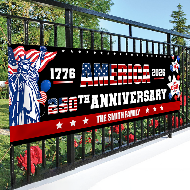 Custom Family Name America 1776-2026 250th Anniversary Banner