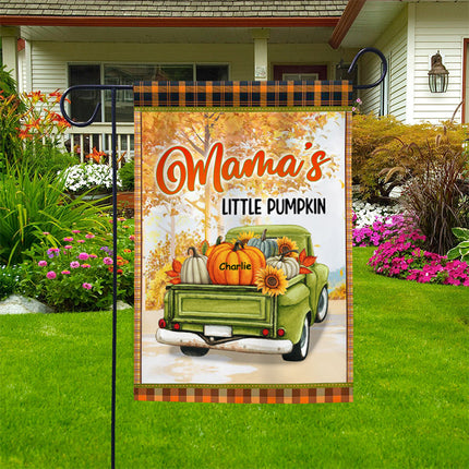 Fall Season Grandma Pumpkins Green Truck Personalized Garden Flag
