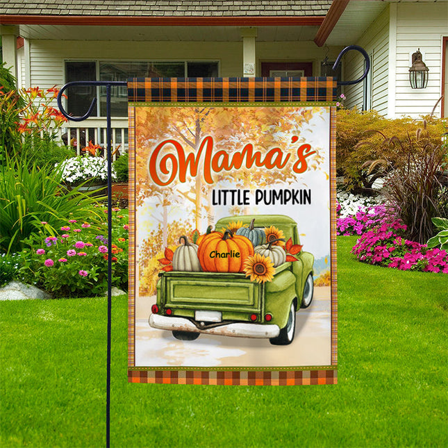 Fall Season Grandma Pumpkins Green Truck Personalized Garden Flag