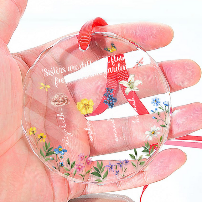 Side By Side Or Miles Apart - Personalized Glass Ornament - Gift For Best Friends, BFF, Sisters