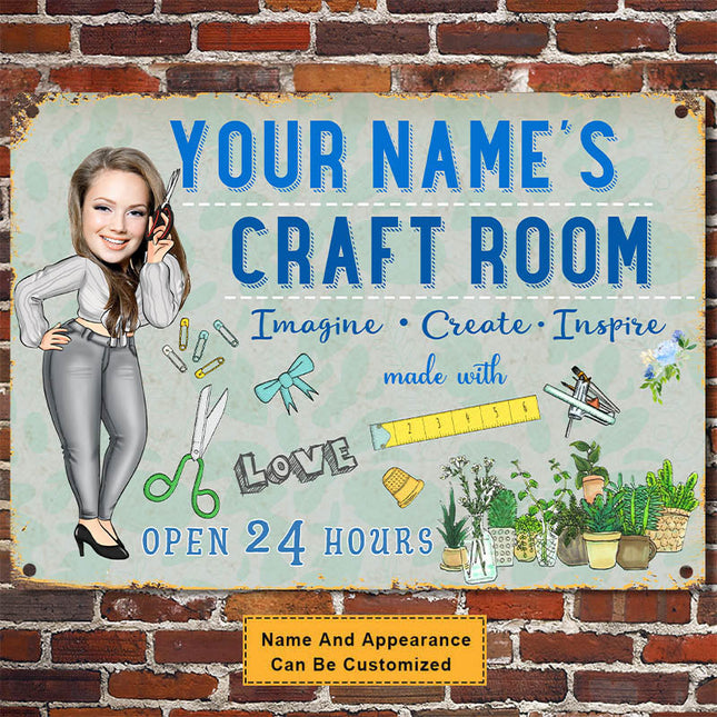 Custom Photo Craft Room Personalized Metal Sign - Gifts For Sewers - Birthday Gift Sewing Lover