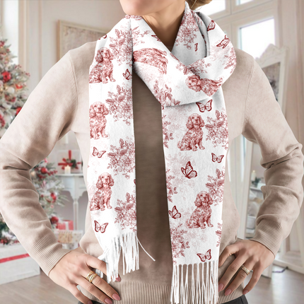 Personalized Dog Chinoiserie Toile De Jouy Style Scarf