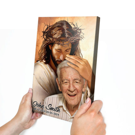 Custom Photo Portrait Safe In The Arms Of Jesus - Memorial Gift For Family Members, Grandma, Grandpa