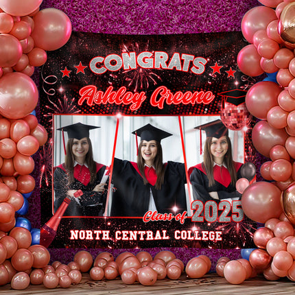 Custom Photo Class of 2026 Graduation Party Backdrop For Grad Party Decorations