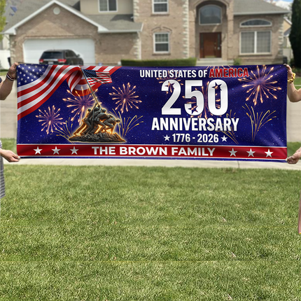 Personalized Family Name 1776-2026 250th Anniversary USA Patriotic Banner