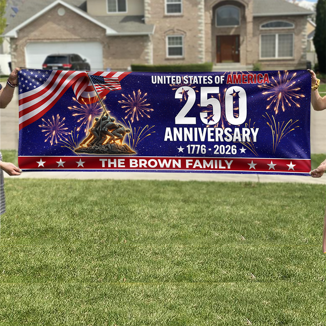 Personalized Family Name 1776-2026 250th Anniversary USA Patriotic Banner