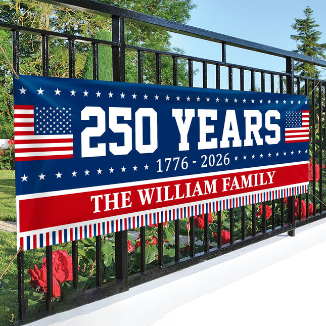 Custom Family Name 250 Years Of America Banner