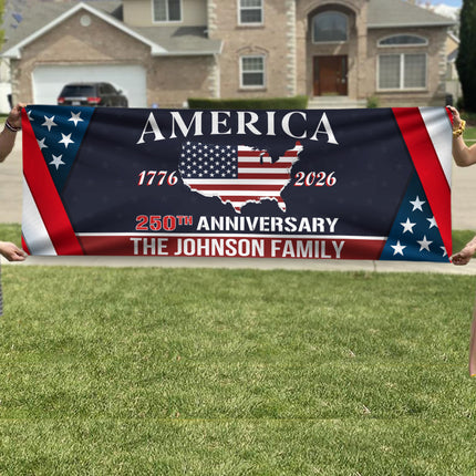 Personalized Family Name America 250th Anniversary Banner