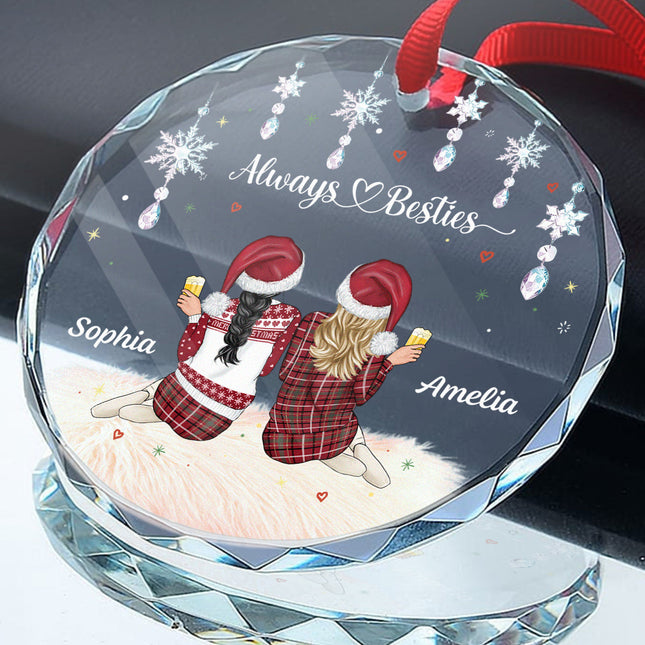 Always Besties - Personalized Glass Ornament - Gift For Bestie, Friend, Sister