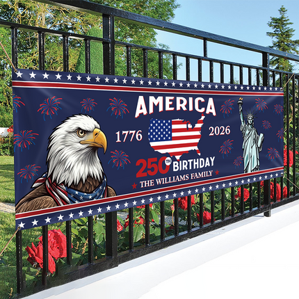 Custom Family Name American 250th Birthday 1776-2026 Banner