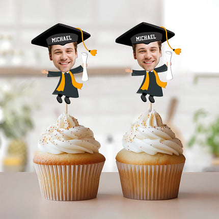 Custom Funny Face Class of 2026 Graduation Decoration Cupcake Toppers