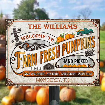Welcome To Farm Fresh Pumpkins Custom Classic Metal Signs