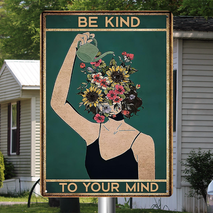 Artistic Portrait Watering Flowers -  Personalized Custom Metal Sign