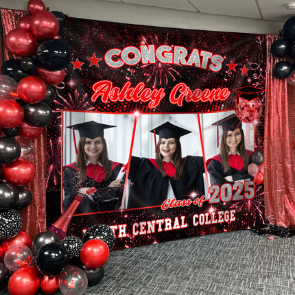 Custom Photo Class of 2026 Graduation Party Backdrop For Grad Party Decorations