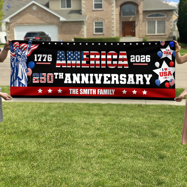 Custom Family Name America 1776-2026 250th Anniversary Banner