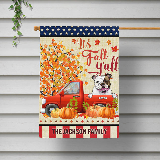 Pumpkin Truck Welcome Fall Personalized Dog Garden Flag, Autumn Fall