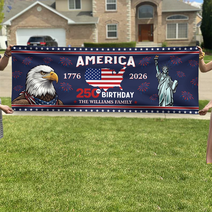 Custom Family Name American 250th Birthday 1776-2026 Banner