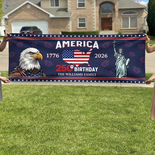 Custom Family Name American 250th Birthday 1776-2026 Banner