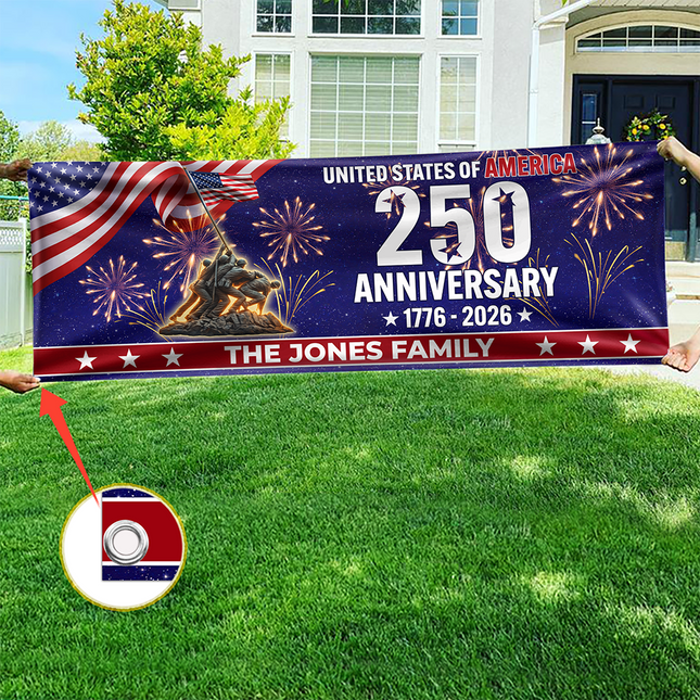 Personalized Family Name 1776-2026 250th Anniversary USA Patriotic Banner