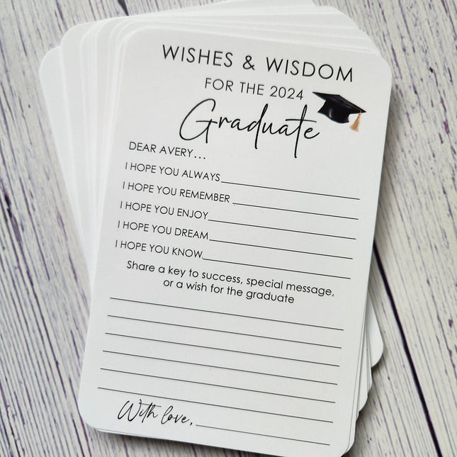 Set of 12 Graduation Wishes Cards - Advice Cards for Graduation Party - Graduation gift