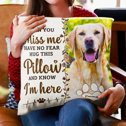 Custom Photo Hug This Pillow Then You Know I'm Here - Personalized Pillow