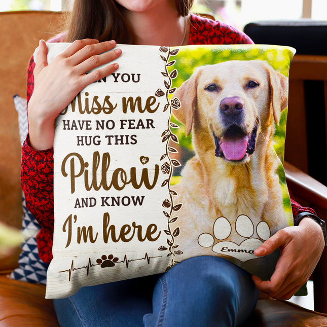 Custom Photo Hug This Pillow Then You Know I'm Here - Personalized Pillow
