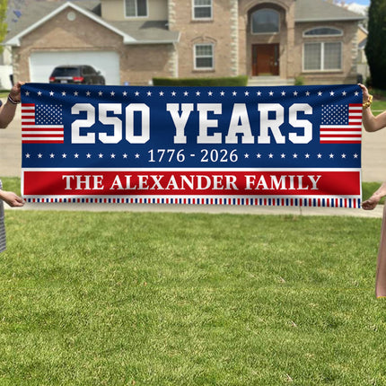 Custom Family Name 250 Years Of America Banner