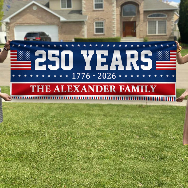 Custom Family Name 250 Years Of America Banner