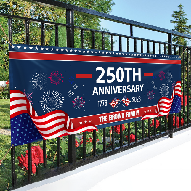 Custom Family Name 250th Anniversary 1776-2026 America Banner