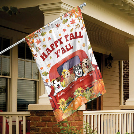 Happy Fall Y'all - Personalized Dog Flag, Autumn Fall Season