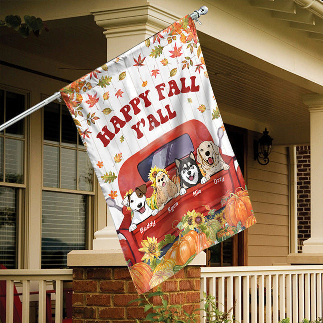 Happy Fall Y'all - Personalized Dog Flag, Autumn Fall Season