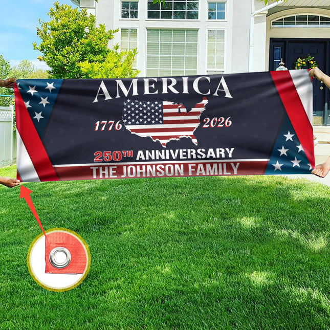 Personalized Family Name America 250th Anniversary Banner