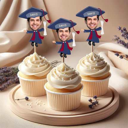 Custom Funny Face Class of 2026 Graduation Decoration Cupcake Toppers