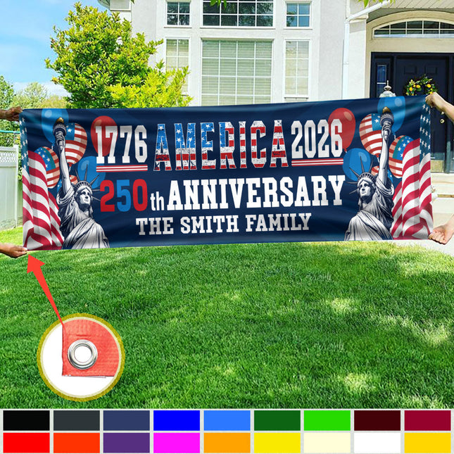 Custom Family Name USA 250th Anniversary 1776-2026 Banner