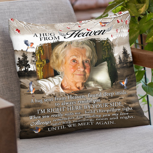 Custom Photo Hugs From Heaven - Personalized Pillow