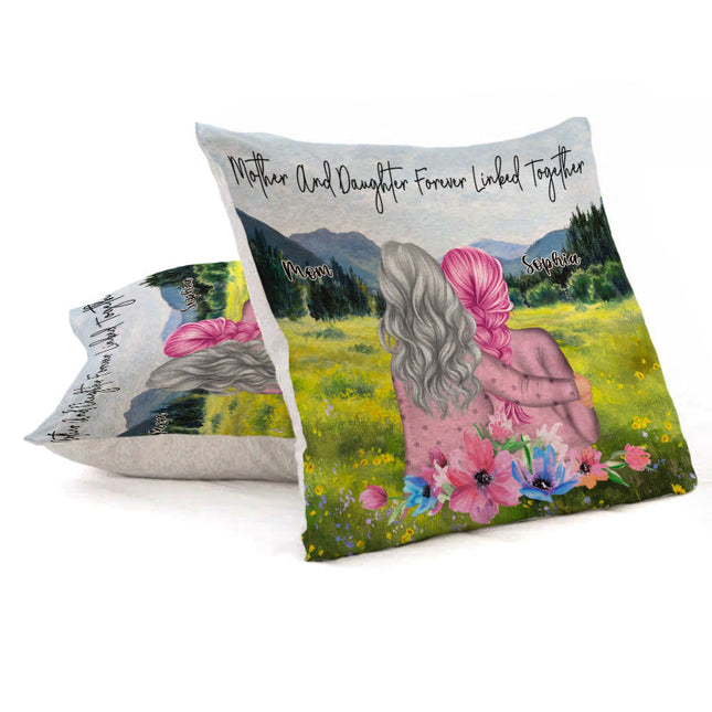 Mother & Daughter Forever Linked Together - Personalized Custom Pillow