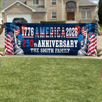 Custom Family Name USA 250th Anniversary 1776-2026 Banner