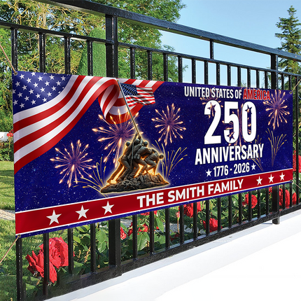 Personalized Family Name 1776-2026 250th Anniversary USA Patriotic Banner