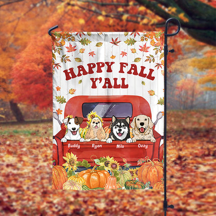 Happy Fall Y'all - Personalized Dog Flag, Autumn Fall Season