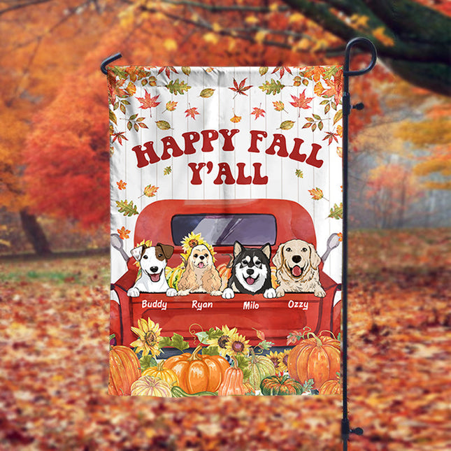 Happy Fall Y'all - Personalized Dog Flag, Autumn Fall Season