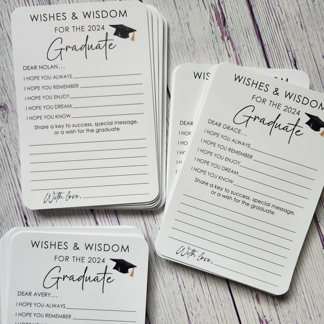 Set of 12 Graduation Wishes Cards - Advice Cards for Graduation Party - Graduation gift