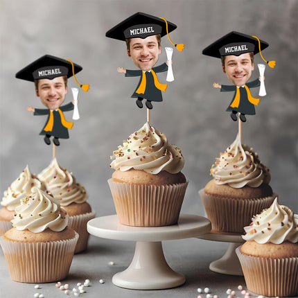Custom Funny Face Class of 2026 Graduation Decoration Cupcake Toppers
