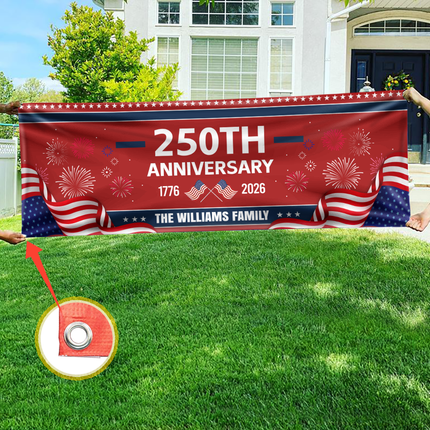 Custom Family Name 250th Anniversary 1776-2026 America Banner