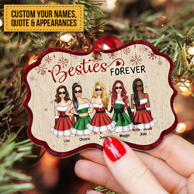 Besties Forever - Personalized Aluminum/ Wooden Ornament - Christmas, Birthday, Loving Gift For Besties, Friends, BFFs