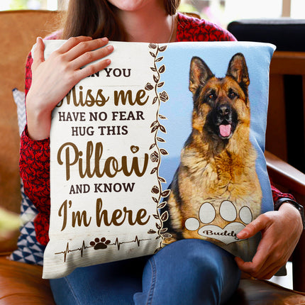 Custom Photo Hug This Pillow Then You Know I'm Here - Personalized Pillow