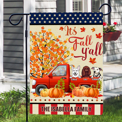 Pumpkin Truck Welcome Fall Personalized Dog Garden Flag, Autumn Fall