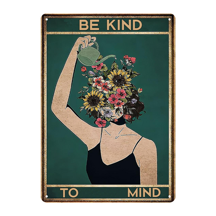 Artistic Portrait Watering Flowers -  Personalized Custom Metal Sign