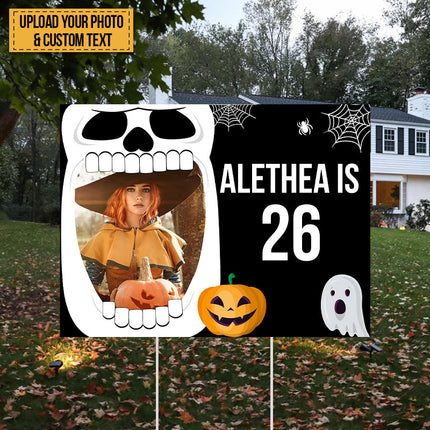 Custom Photo And Text Birthday & Halloween Yard Sign Happy Birthday Personalized Yard Sign