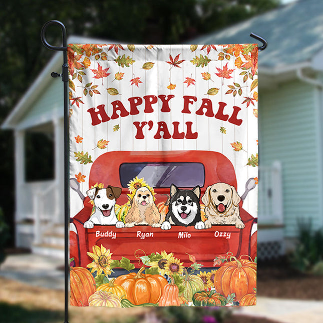 Happy Fall Y'all - Personalized Dog Flag, Autumn Fall Season