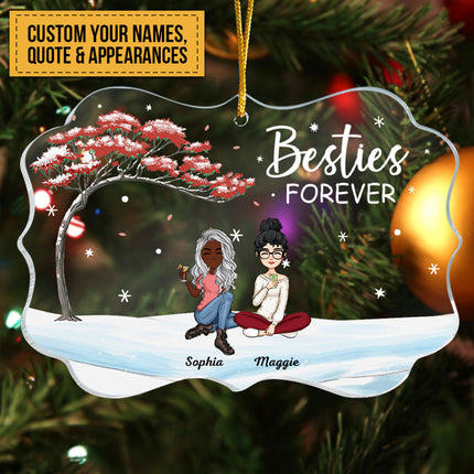 Besties Forever Christmas Tree - Personalized Acrylic Ornament - Christmas Gift For Besties, Sisters, Sistas